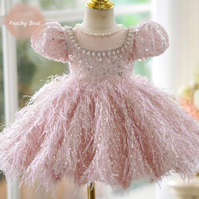 Baby Q Clothing - Robe princesse à paillettes et plumes