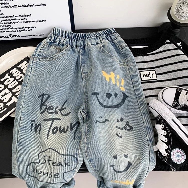 Baby Clothing Drawing - Pantalon en jean ample en coton