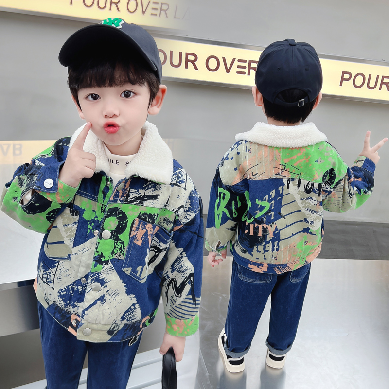 Baby Clothing Drawing - Enfants bébé chaud Denim veste Parka