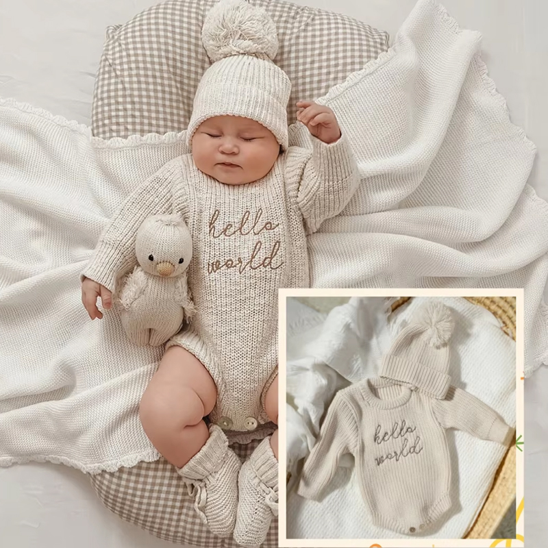 Baby Clothing Sets Boy - Ylsteed Hello World – barboteuse tricotée